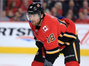 The Calgary Flames' James Neal during NHL action against the San Jose Sharks at the Scotiabank Saddledome in Calgary on Feb. 7, 2019.