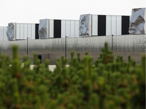 Public artwork from German artist Thorsten Goldberg called 53° 30'N is seen on the yet to open Edmonton Public Transit's Kathleen Andrews Transit Garage on Fort Road in Edmonton, on Thursday, July 4, 2019. Photo by Ian Kucerak/Postmedia