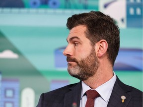 Mayor Don Iveson speaks at a news conference about the city terminating the Thales Canada contract to manage LRT signalling at city hall in Edmonton on Tuesday, April 9, 2019.