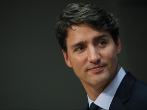 Prime Minister Justin Trudeau holds a press briefing during the United Nations General Assembly at UN headquarters, Sept. 21, 2017 in New York City. (Drew Angerer/Getty Images)