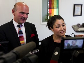 The Honourable Maryam Monsef, Minister of International Development and Minister for Women and Gender Equality, and Randy Boissonnault, Member of Parliament for Edmonton Centre and the Prime Minister's Special Advisor on LGBTQ2 Issues, make a funding announcement in support of LGBTQ2 organizations in Canada on Thursday, Aug. 15, 2019, in Edmonton.