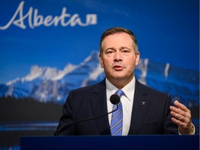 Premier Jason Kenney speaks with the media at McDougall Centre in Calgary on Monday, September 23, 2019.