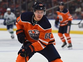 Edmonton Oilers forward Markus Granlund in NHL pre-season action on Sept. 20, 2019, against his former team, the Vancouver Canucks, at Rogers Place.