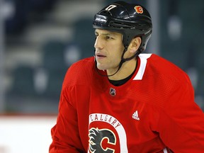 Calgary Flames Milan Lucic during practice at the Scotiabank Saddledome in Calgary on Wednesday, September 25, 2019.