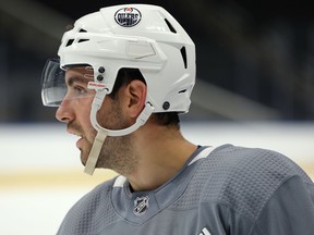 Defenceman Evan Bouchard is seen during Edmonton Oilers Rookie Camp at Rogers Place in Edmonton, on Sunday, July 8, 2019.