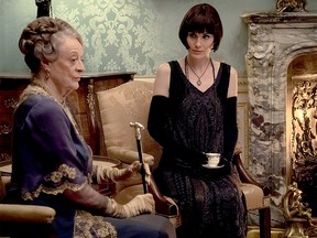 Maggie Grace and Michelle Dockery in the "Downton Abbey" movie.