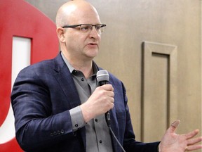 Don Scott speaks during a municipal debate for Wood Buffalo's mayoral candidates at the Unifor 707A hall in downtown Fort McMurray, Alta. on Monday, October 2, 2017. Vincent McDermott/Fort McMurray Today/Postmedia Network Vince Mcdermott, Vince Mcdermott/Today Staff