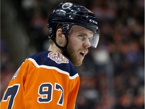 Oilers captain Connor McDavid showed the usual blazing speed, fast cuts and sharp edges during an informal veteran’s skate at Rogers Place Saturday.