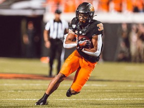 Sherwood Park standout Chuba Hubbard rushed for 296 yards on Sept. 28, 2019, for the Oklahoma State University Cowboys and leads the entire NCAA in rushing yards.