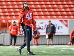 Pictured is Calgary Stampeders Linebacker Dexter McCoil during practice at McMahon Stadium on Tuesday, October 22, 2019. Azin Ghaffari/Postmedia Calgary