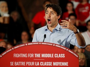 Liberal Leader Justin Trudeau attends an election campaign rally in Halifax, Nova Scotia, Canada October 15, 2019. REUTERS/Stephane Mahe