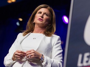 Interim leader Rona Ambrose speaks during the Conservative Party of Canada's Leadership Event in Toronto, Ontario, May 27, 2017. / AFP PHOTO / Geoff RobinsGEOFF ROBINS/AFP/Getty Images