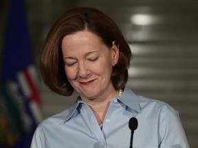 Alberta Premier Alison Redford announces her resignation at the Alberta Legislature, in Edmonton Alta., on Wednesday March 19, 2014. David Bloom/Edmonton Sun/QMI Agency