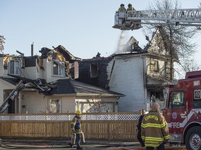 Two homes were destroyed by fire near 93 St. and 107a Ave. on November 18 2019. Photo by Shaughn Butts / Postmedia