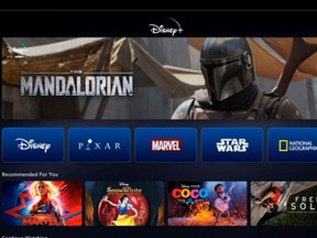 This image provided by Disney shows a product image of Disney Plus on a tablet. (Disney via AP).