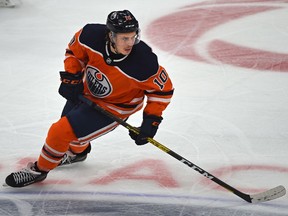 Edmonton Oilers Joakim Nygard (10) plays against the Winnipeg Jets during pre-season NHL action at Rogers Place in Edmonton, September 16, 2019. Ed Kaiser/Postmedia