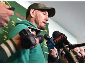 Eskimos head coach Jason Maas speaks to the media after their season ended in the Eastern Finals Sunday losing to Hamilton in Edmonton, November 18, 2019.