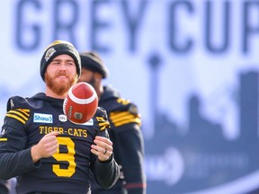 Hamilton Tiger-Cats quarterback Dane Evans during the team walkthrough at the 107th Grey Cup in Calgary on Saturday, November 23, 2019.