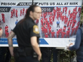 Guards at the Alouette Correctional Centre for Women in Maple Ridge staged a rally against prison violence on Thursday.