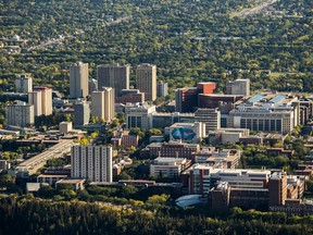 An aerial view of the University of Alberta.