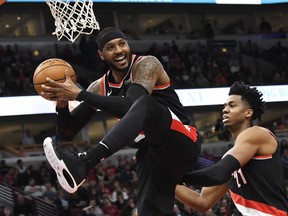 Trail Blazers forward Carmelo Anthony recently was named Western Conference player of the week.  David Banks/USA TODAY Sports