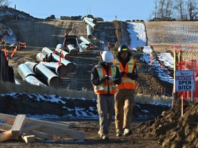 The Trans Mountain Expansion Project pipe is on the ground near Highway 60 and 628, and will be in the ground before Christmas as an event was held to mark the start of right-of-way pipeline construction just west of Edmonton Tuesday, Dec. 3, 2019.