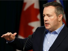 Premier Jason Kenney speaks about an upcoming government trip to Ottawa during a press conference at the Alberta Legislature in Edmonton on Friday.