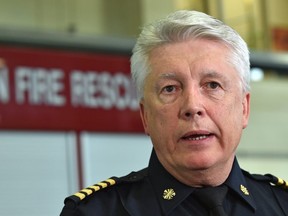 Edmonton Fire Chief Ken Block declares a fire ban to take effect immediately in Edmonton, May 31, 2019. Ed Kaiser/Postmedia