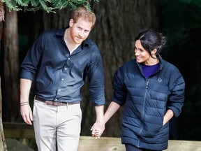 Prince Harry, Duke of Sussex and Meghan, Duchess of Sussex visits Rotorua's Redwoods Treewalk on Oct. 31, 2018 in Rotorua, New Zealand. (Chris Jackson/Getty Images)