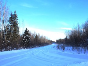 Oil country lease road in winter. Neil Waugh/Edmonton Sun