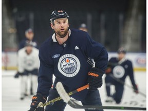 Oilers forward, Zack Kassian practiced on January 13, 2020,before his telephone hearing with the NHL about a fight he had in Calgary over the weekend with Matthew Tkachuk.