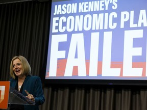 Rachel Notley, Leader of the Official Opposition and Alberta NDP, speaks at a press conference at the Federal Building at the Alberta Legislature in Edmonton, on Thursday, Jan. 23, 2020. She says Alberta Treasury Board and Finance officials had serious doubts about Premier Jason Kenney's $4.7-billion corporate tax cut and its impact on investment and job creation. Photo by Ian Kucerak/Postmedia