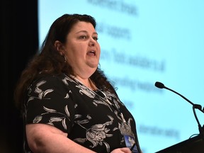 Terri Duncan, executive director at Children's Autism Services of Edmonton, speaking about alternatives to school exclusion rooms at the 12th Annual Autism Conference in Edmonton, January 24, 2020. Ed Kaiser/Postmedia
