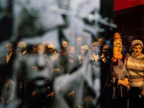 Veterans attend an event marking 75 years since the Red Army liberated Auschwitz, the extermination camp where the Nazis killed over a million Jews, at Moscow's Victory Museum on January 28, 2020.