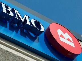 A Bank of Montreal sign is pictured in North Vancouver, B.C. Tuesday, April, 2, 2019.
