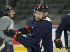 Edmonton Oilers forward Leon Draisaitl at team practice in Edmonton on Thursday, Jan. 30, 2020.