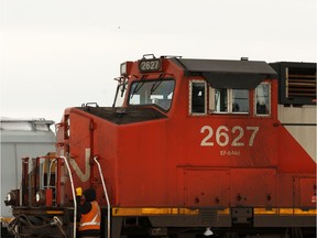 A CN train moves in the railway's yard along 127 Avenue in northwest Edmonton, on Wednesday, Jan. 29, 2020.