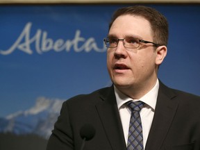 Alberta Environment and Parks Minister Jason Nixon speaks to media in Calgary on Friday, Feb. 7 and comments on the Teck Frontier project.
