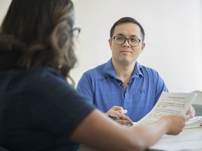 Herman Koo is learning to talk again after he was shot in the head in a random act of violence in March 2018. He is working with Nicole Salvador, a second-year speech language pathologist at the University of Alberta on Tuesday, Feb. 18, 2020.