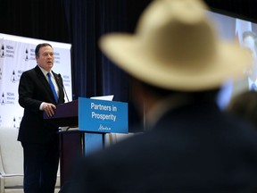 Premier Jason Kenney speaks at the Indigenous Participation in Major Projects Conference at the Westin Calgary Airport hotel on Wednesday, Feb. 26, 2020.