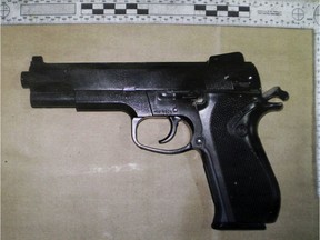 A photo of the replica 9mm gun. Police are warning the public about the dangers of replica firearms being used in public.