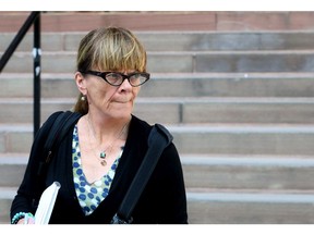 Prominent journalist Christie Blatchford is seen outside the Ontario Court of Justice in Toronto on Friday, Sept. 22, 2017.