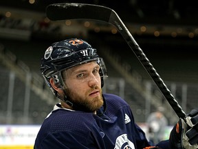 Edmonton Oilers forward Leon Draisaitl at team practice in Edmonton on Tuesday, Feb. 18, 2020.