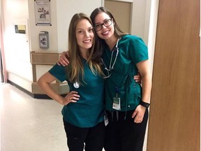 Rachael Longridge, left, with her friend Danielle Bourque.