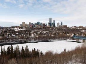 The Edmonton skyline is seen on a warm weather day from Forest Heights Park in Edmonton, on Friday, Jan. 25, 2019.