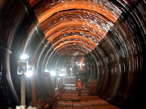 Work continues in the new Valley Line southeast Light Rail Transit (LRT) tunnel on Wednesday, March 11, 2020. The concrete pours as well as the beginning of the Chinese Structure have been completed at the 102 Avenue tunnel portal.