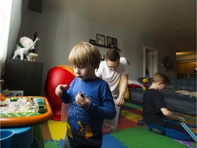 Dean Trottier and his sons Riker, 9, and Charlie, 3, are staying at home amid COVID-19. Charlie is on the Autism spectrum which makes changes hard.