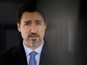 Prime Minister Justin Trudeau attends a press conference at Rideau Cottage in Ottawa March 18, 2020. REUTERS/Blair Gable