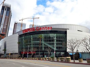 A general view of the Staples Center in Los Angeles on March 15, 2020, as the NBA has suspended activity due to the COVID-19 pandemic.