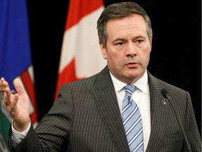 Premier Jason Kenney speaks about respecting truckers and the continuing impact of the COVID-19 coronavirus pandemic during a provincial briefing at the Federal Building in Edmonton, on Wednesday, April 1, 2020. Photo by Ian Kucerak/Postmedia